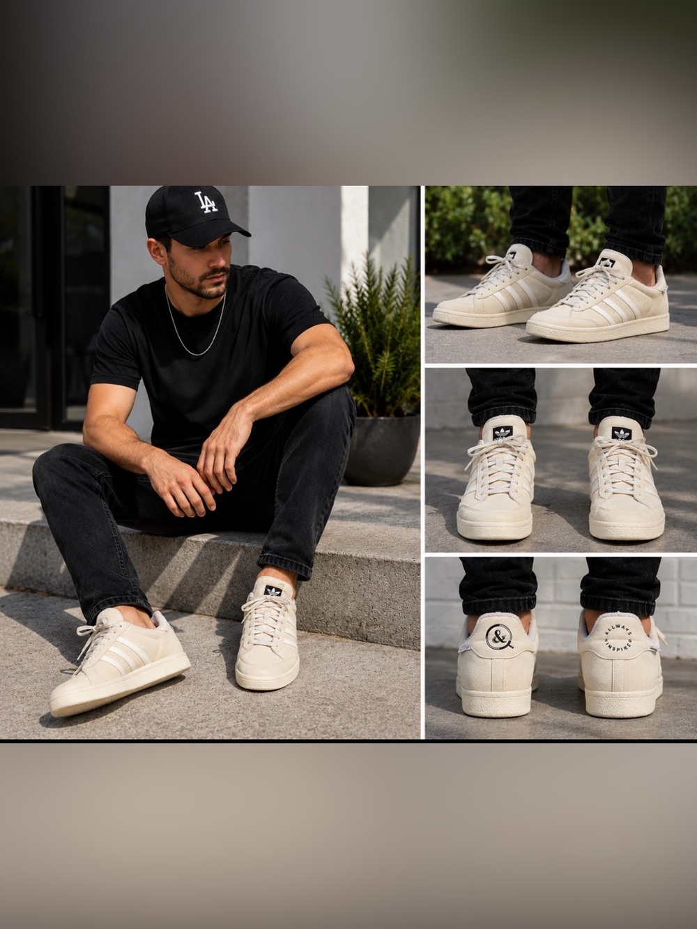 adidas Cream Suede Men’s Sneakers with Signature Three Stripes SLAMJAM Gazelle